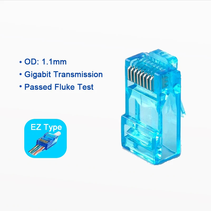 Linkwylan RJ45 Cat6 Pass Through Connectors Assorted Colors EZ to Crimp Modular Plug for Solid or Stranded UTP Network Cable