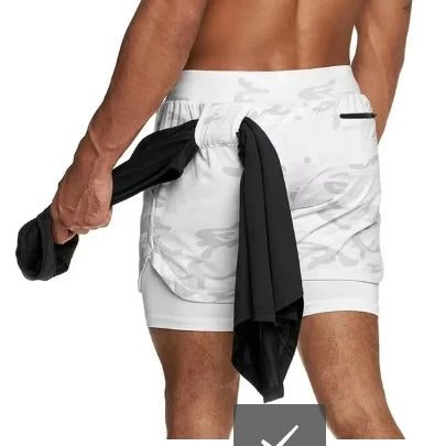 UFC two-in-one men's sports shorts, casual, quick-drying, double-layer breathable, suitable for summer running and fitness