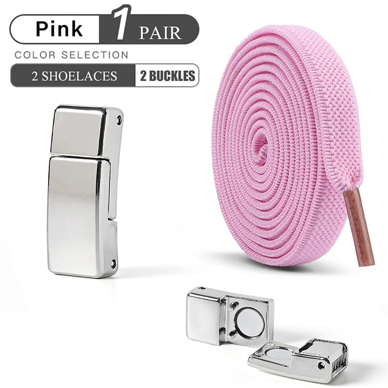 Magnetic Buckle No Tie Shoe Laces Elastic Shoelaces Without Ties Laces Sneaker Kids Adult Widened Flat Shoelace for Shoes