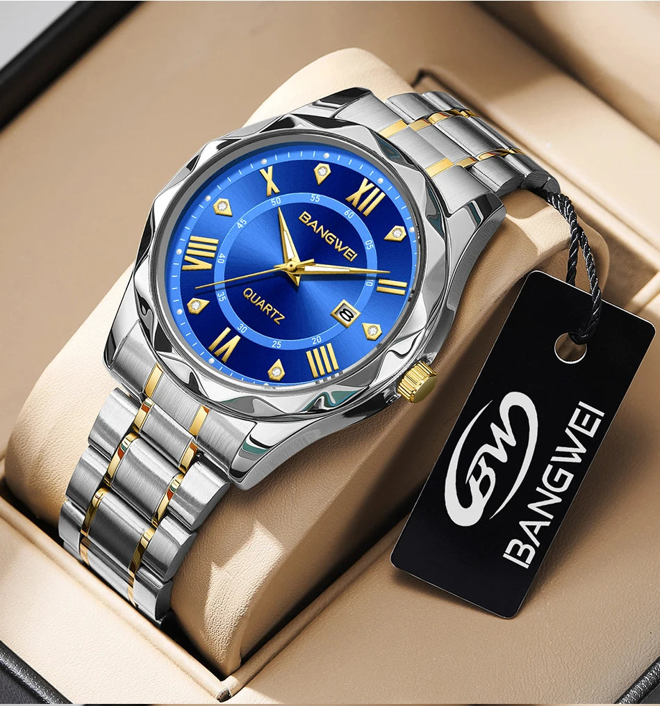 LIGE Men Watch BangWei Top Brand Luxury Watch Men Waterproof Week Date Clock Sport Watch Men Quartz Wristwatch Relogio Masculino