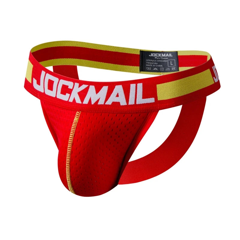 JOCKMAIL New Jocks Men Mesh Low Waist Sexy Men Underwear Briefs Gay Penis Pouch Wonderjock Bikini Underwear Man Jockstrap thong