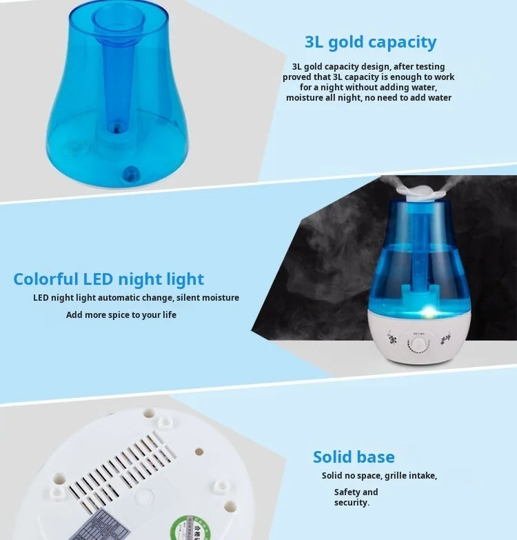 Household bedroom humidifier double spray large mist volume atomizing moisturizing Diffuser Ultrasonic Mini Aroma Air Purifier