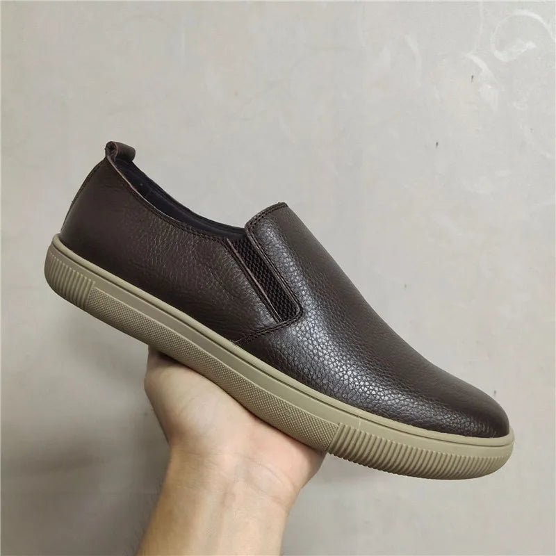 2025 Shoes Man 100% Genuine Leather Man Flat Shoes Casual Loafers Slip On Flats Shoes Moccasins Man Driving Shoes