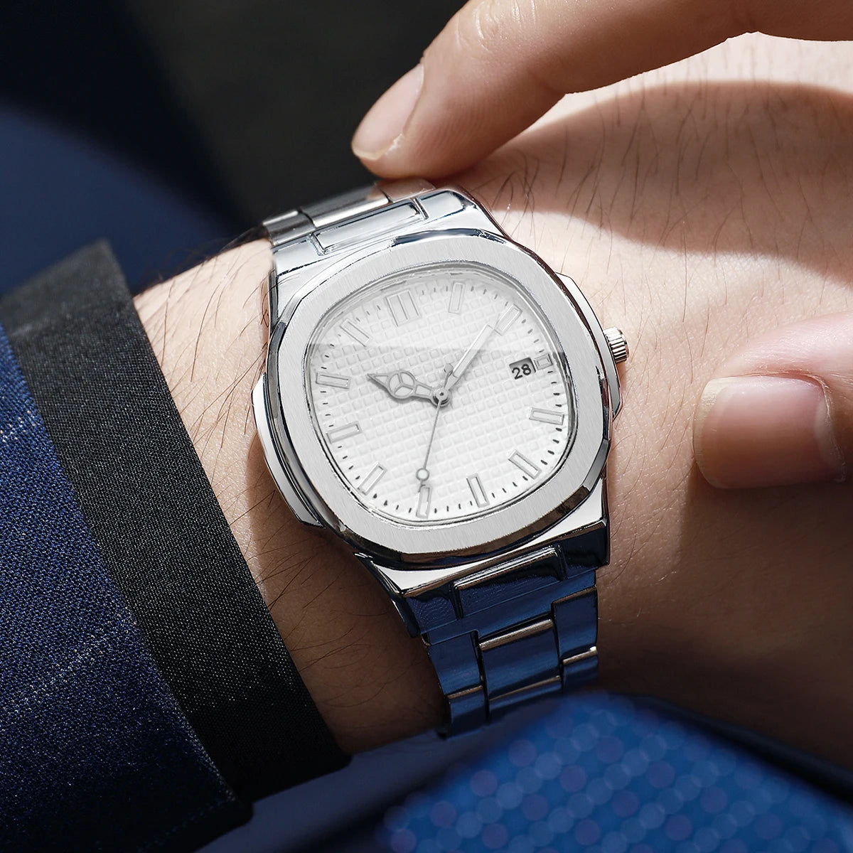 Fashion Square Men Business Watches Simple Calendar Quartz Watch for Mens Clock Reloj Hombre（Without Box）