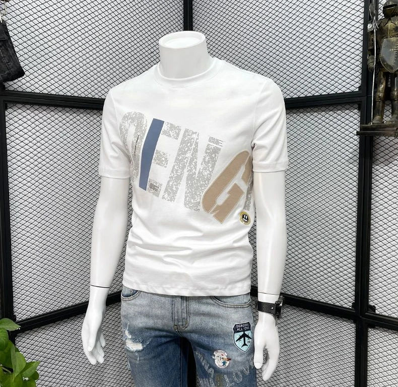 Clothing T Shirt For Men Wholesale Alphabet Man Tee Shirts Graphic Cotton Slim Fit Watercolor Streetwear Kpop Music Xl S Top