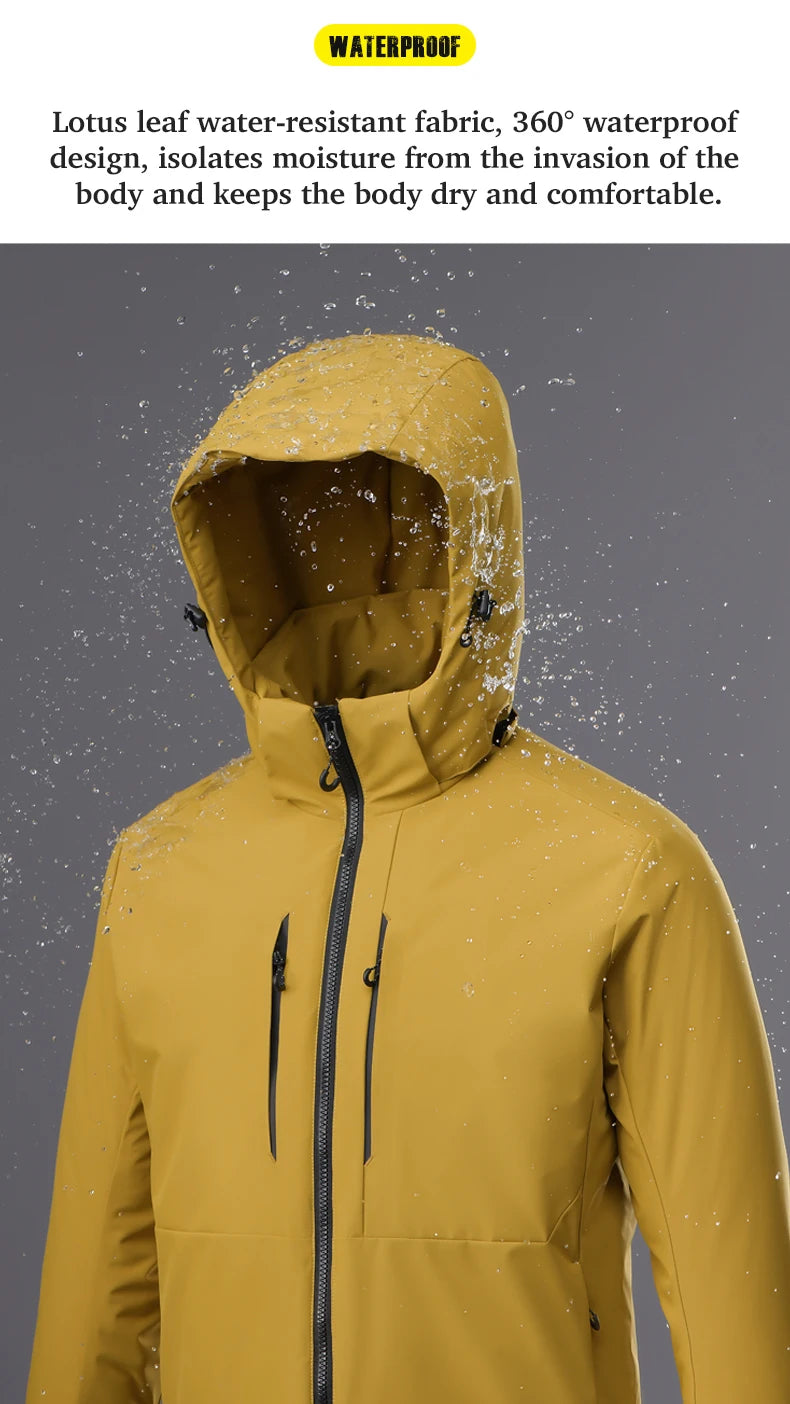 JNLN Unisex Waterproof Fleece Jackets Winter Windproof Thermal Windbreaker Men Women Hiking Camping Skiing Climbing Raincoat