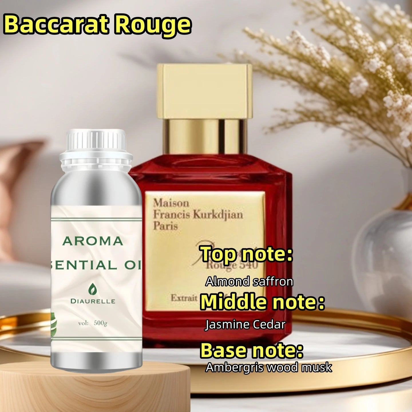 Aroma Diffuser Perfume Fragrance Oil Pure Scented Air Freshener Scent Diffusers Diaurelle 500ML Essential Oil Diffuser Natural