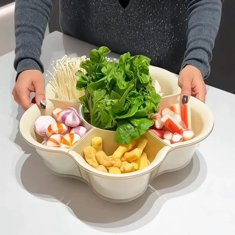 1PC Hot Pot Side Dish Grid Rotatable Household Drain Basket Kitchen Side Dish Home Party Hotpot Supplies