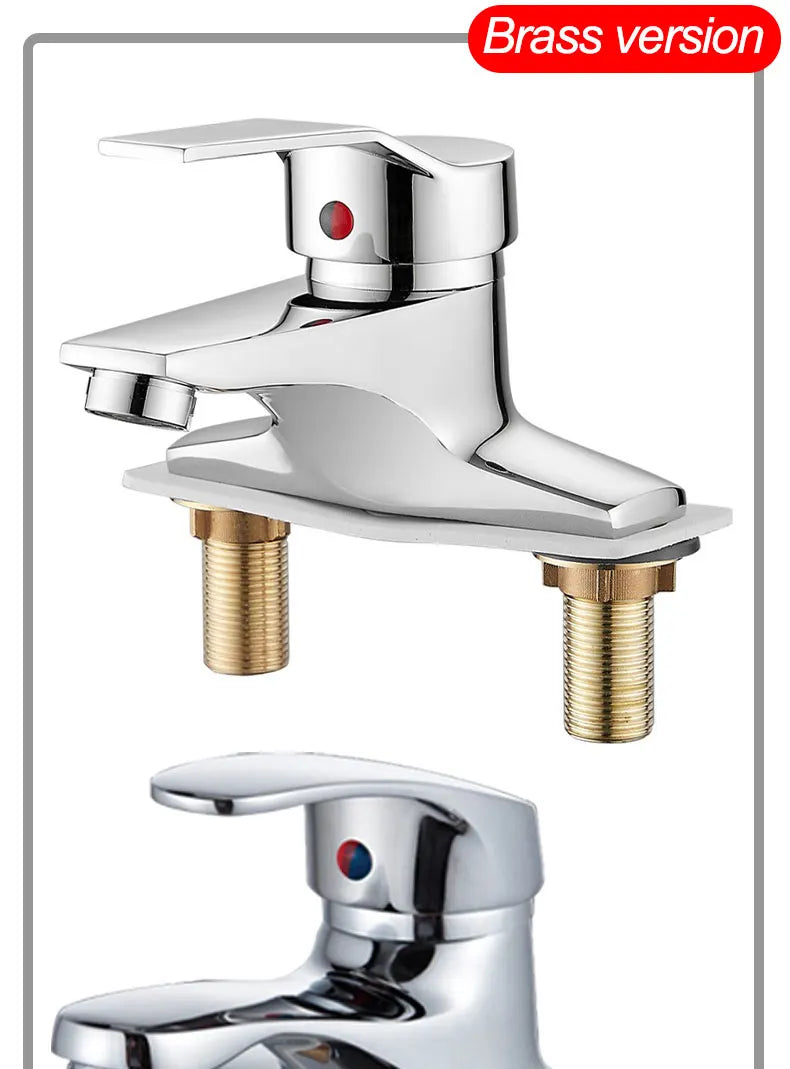 Household Bathroom Basin Faucet, with Dual Control for Hot and Cold Water, Made of High-quality Copper or Alloy Material