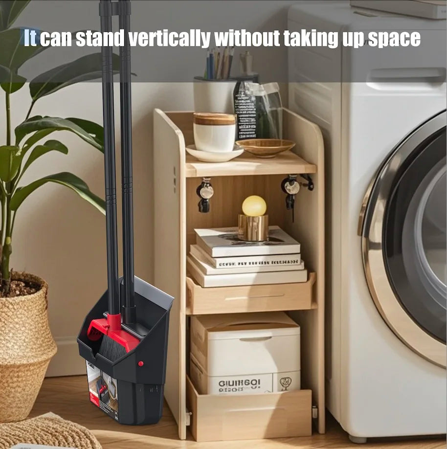 Household Broom and Dustpan set-Combination with Long Handle Foldable Duatpan and Floor Brush