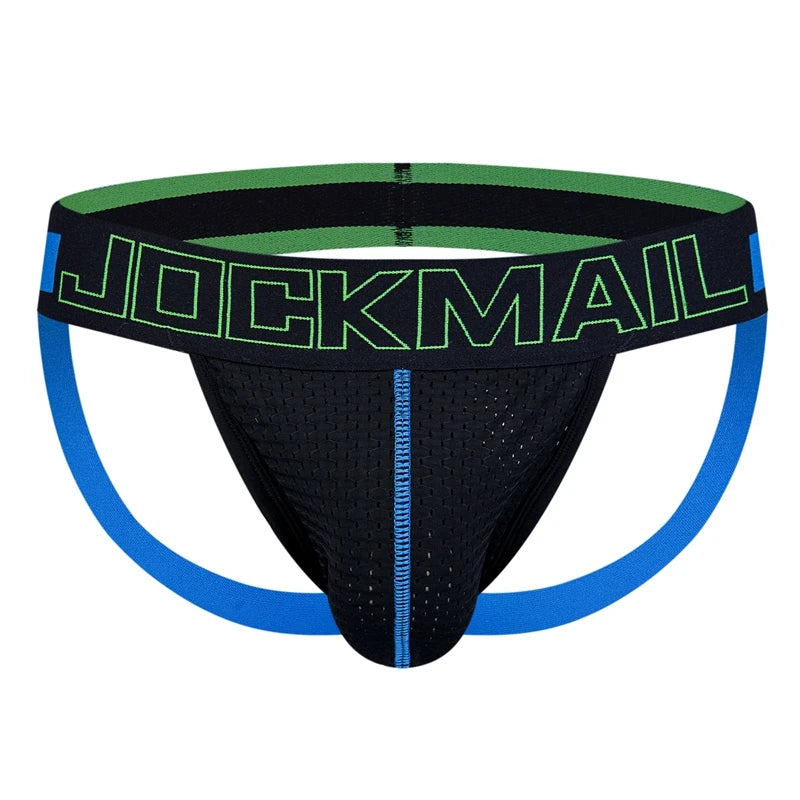 JOCKMAIL New Jocks Men Mesh Low Waist Sexy Men Underwear Briefs Gay Penis Pouch Wonderjock Bikini Underwear Man Jockstrap thong