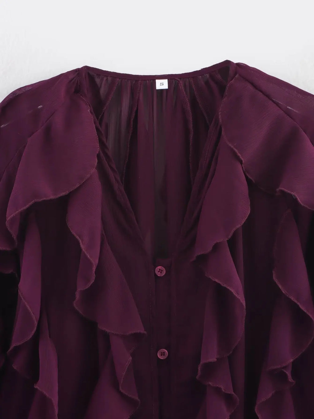 Women's clothing 2025 European new fashion design and ruffled layered decorative V-neck shirt