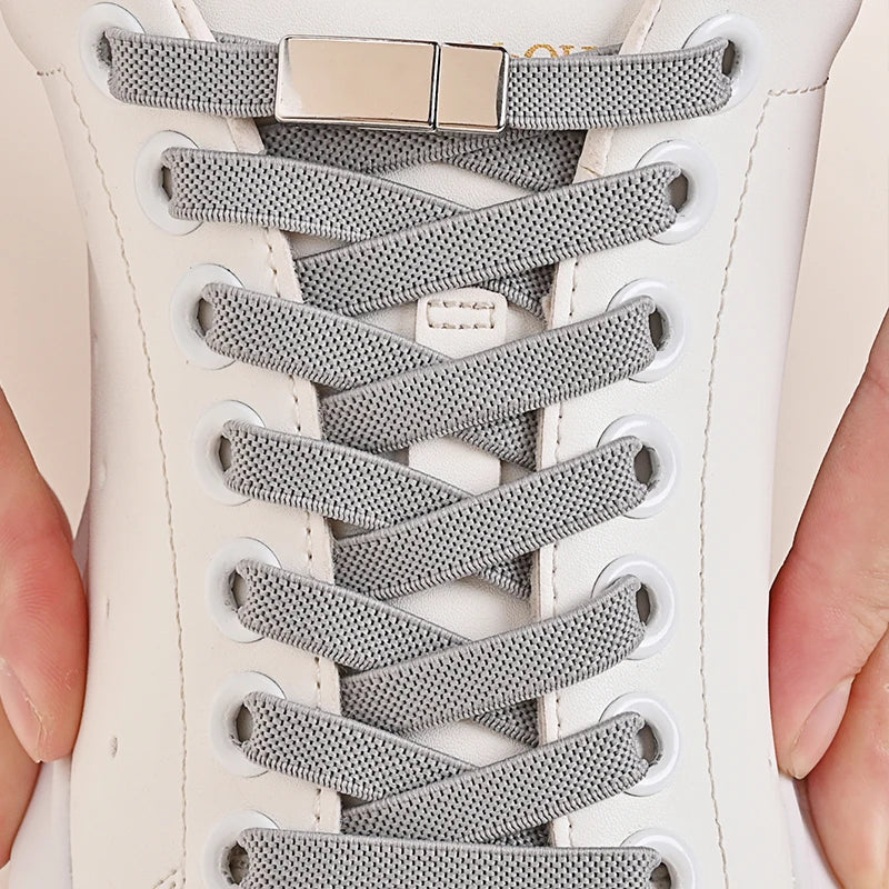 Magnetic Buckle No Tie Shoe Laces Elastic Shoelaces Without Ties Laces Sneaker Kids Adult Widened Flat Shoelace for Shoes