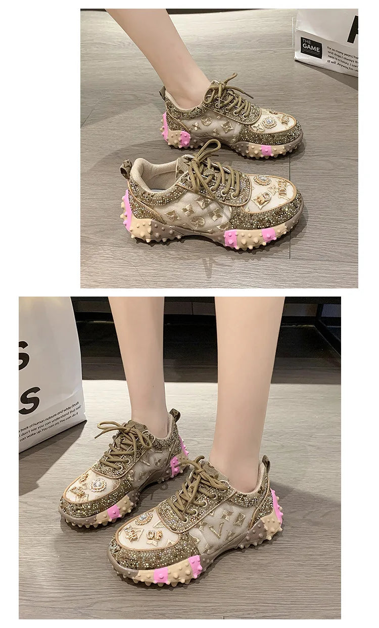 2025 Women Shoes New Rhinestone Women Sneakser Diamond Breathable Casual Designer Sneakers for Women Tenis Shose