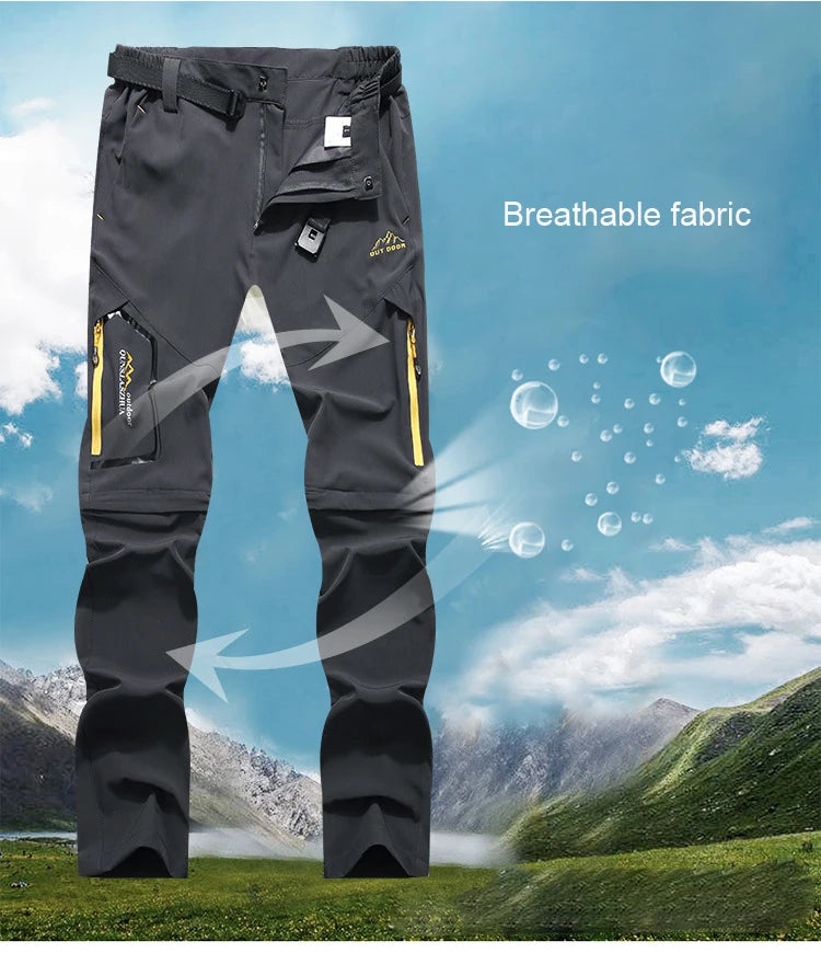 TRVLWEGO Men's Camping Hiking Pants Trekking High Stretch Summer Thin Waterproof Quick Dry UV-Proof Outdoor Travel Trousers