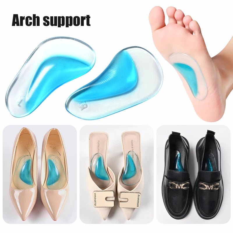 4Pairs/8Pairs/12Pairs Silicone Arch Support Insoles - Washable & Reusable, Comfort Foot Cushions For Shoes And Boots