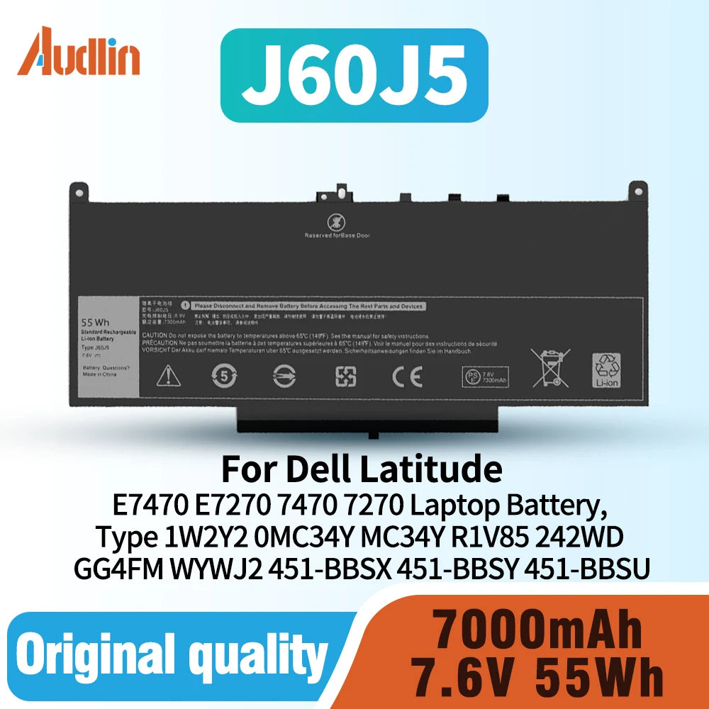E7470 E7270 J60J5 Battery for Dell Latitude E7470 E7270 7470 7270 1W2Y2 0MC34Y MC34Y R1V85 242WD GG4FM WYWJ2 451-BBSX 451-BBSY