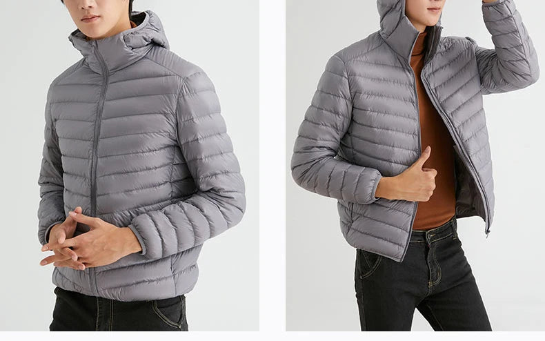 Man 90% Duck Down Hooded Jacket Winter Autumn Coat Men Ultra Light  Jackets Warm Outwear Parkas Outdoors Campaign Clothes