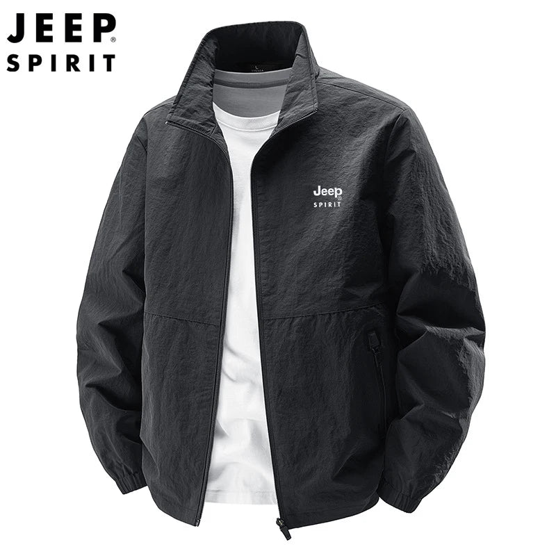 JEEP spirit men's jacket thin spring and autumn leisure stand collar outdoor fashion sports top