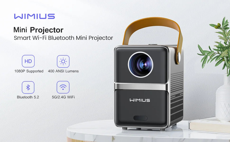 Wimius Portable Projector 18000Lm 5G WiFi Bluetooth Theater Projector Support Full HD 1080P Display Home Cinema Projector