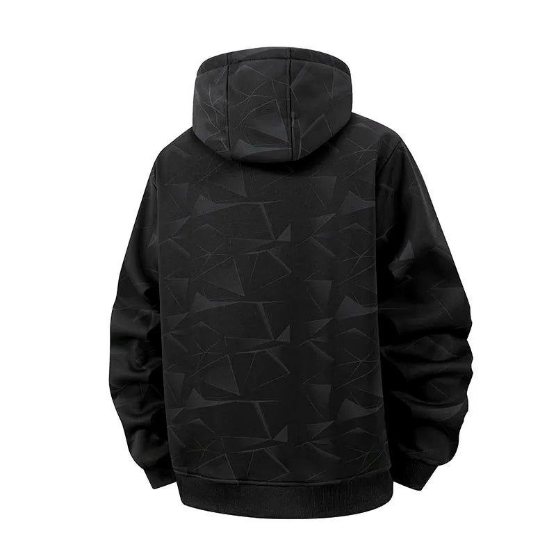 Autumn and Winter New Lamb Fleece Coat Men's Trendy  Print with Thick Fleece Hoodie Jacket Hoodie