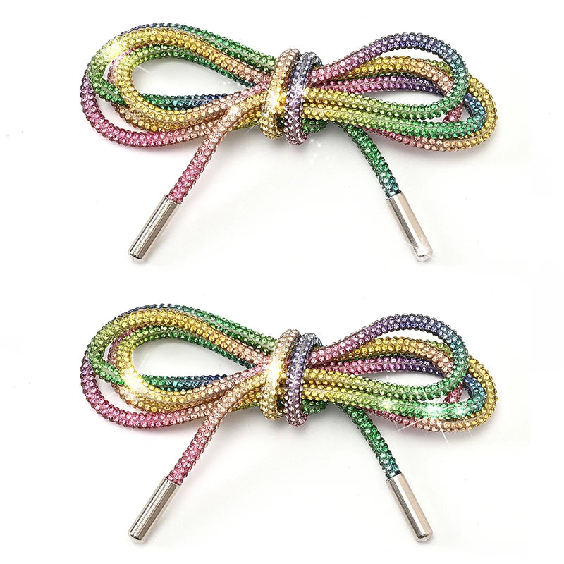 1 Pair/2 Pc Rhinestone Shoe Lace Luxury Diamond ShoeLace  Bright String Cross Braiding Strap DIY Drawstring