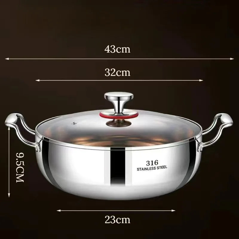 Double-ear Soup Pot Household Thickened 316 Stainless Steel Milk Pot Porridge Pot Small Cooking Pot Steaming Pot Induction