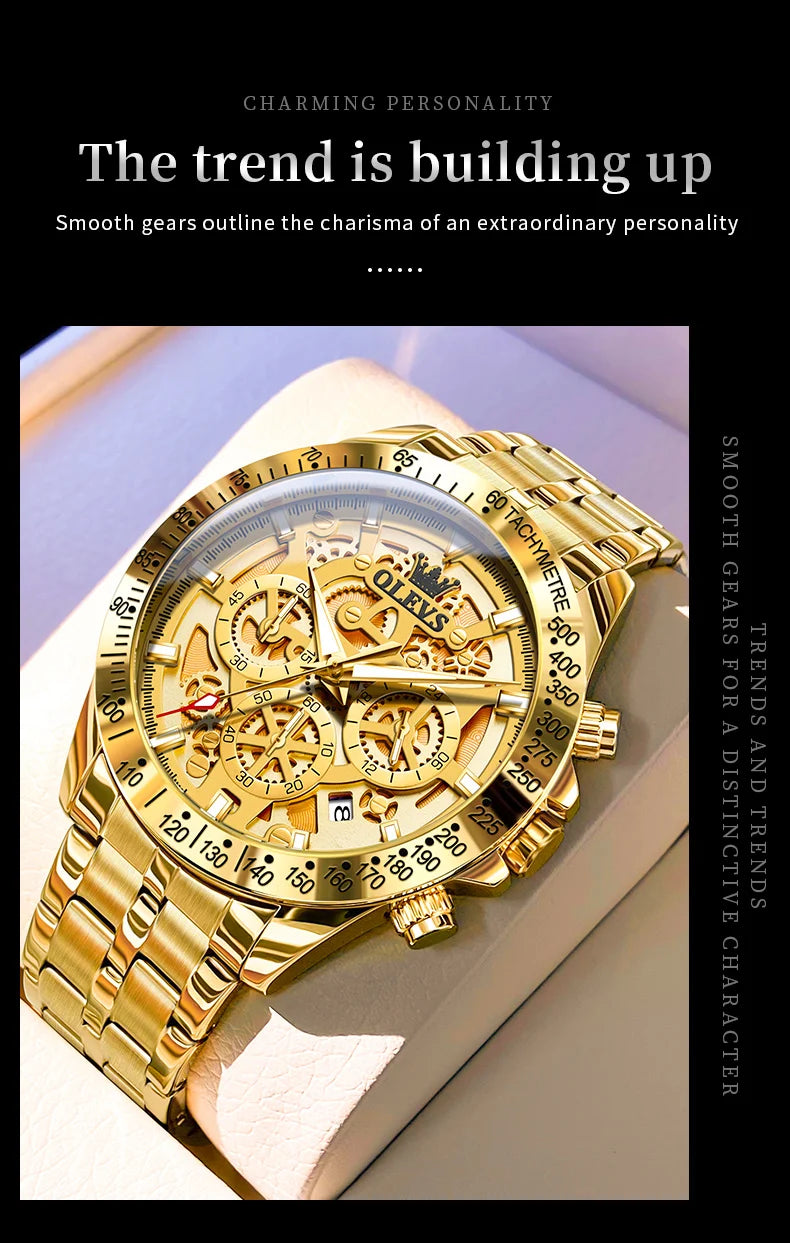 OLEVS 9913  Men's Watches Original Quartz Watches For Men Waterproof Luminous Chronograph Date 24 Hours Watches Luxury Men