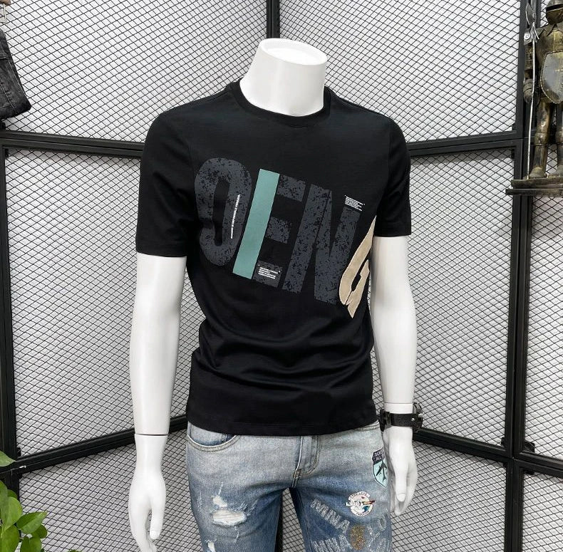 Clothing T Shirt For Men Wholesale Alphabet Man Tee Shirts Graphic Cotton Slim Fit Watercolor Streetwear Kpop Music Xl S Top