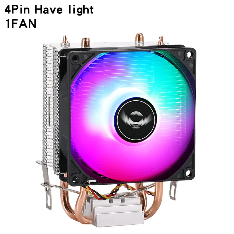 QiuzAim 2 Heatpipes Aluminum Copper AM4 1700 Cpu Cooler 1200 Radiator RGB Tower 115x Heatsink For PC Deskop AM5 1150 i3 i5 i7