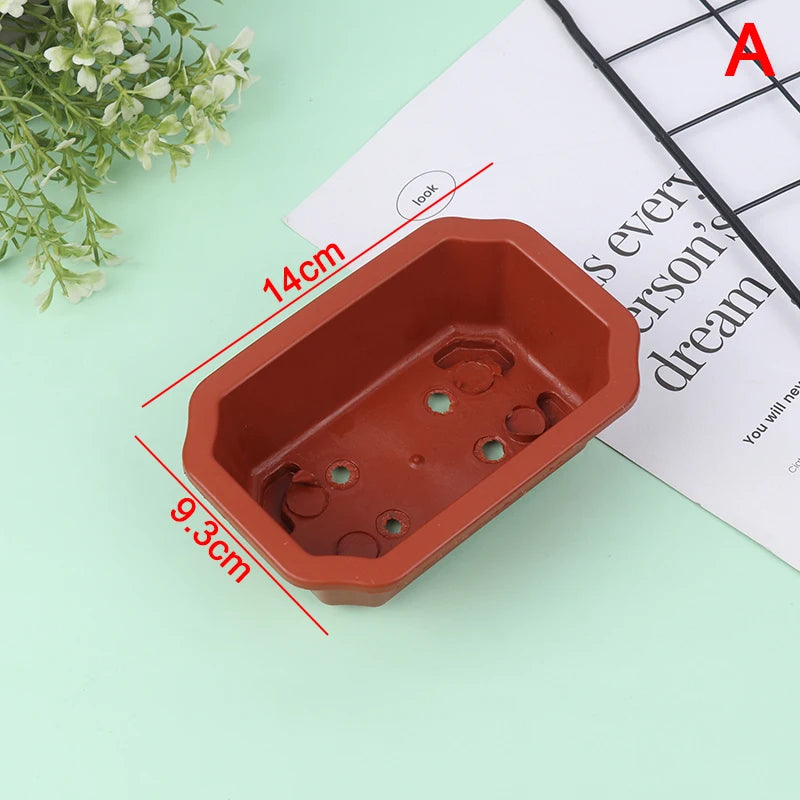 1pc Bonsai Pots Vintage Plastic Bonsai Plants Growing Pot Rectangular Classical Bonsai Pot Cactus Pot Flower Pot Gardening Pot