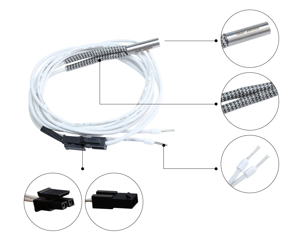 Trianglelab 3D Printer 6*20MM 12V/24V 40W Heater Cartridge With 100CM cable For 3D Printer for PT100 HOTEND Volcano MK8 MK9