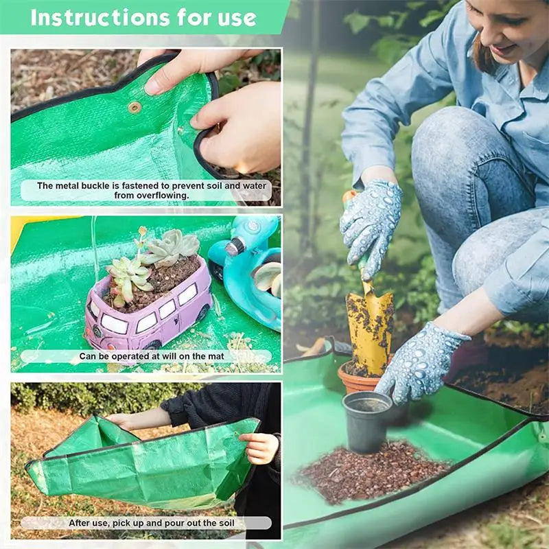 Flower Pots Transplanting Mats Gardening Planting Mat PE Plant Repotting Mat Foldable Waterproof Gardening Potting Pad