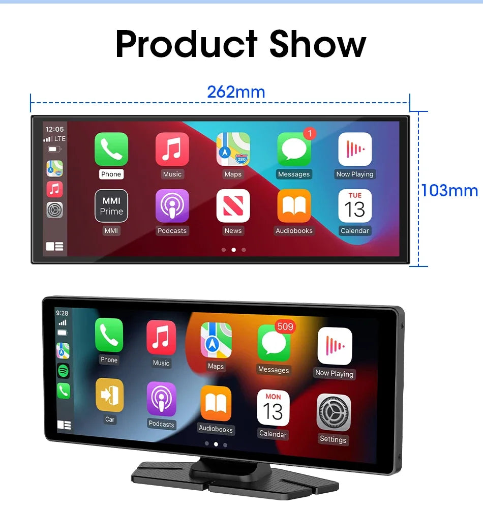 Srnubi Universal 11.26” Car DVR Wireless Carplay Android Auto 4K Front 1080P Rear Camera Dashcam GPS Navi Dashboard 24H Parking