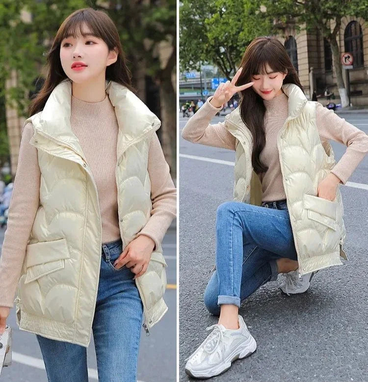 Vest for Women Quilted Warm Clothes Fashion 2025 Cheap Sleeveless Padded Cotton Waistcoat Woman Winter Clothing Casual Autumn
