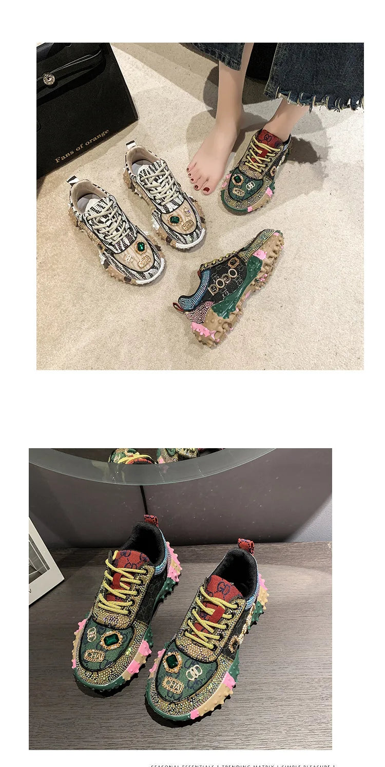 2025 Women Shoes New Rhinestone Women Sneakser Diamond Breathable Casual Designer Sneakers for Women Tenis Shose