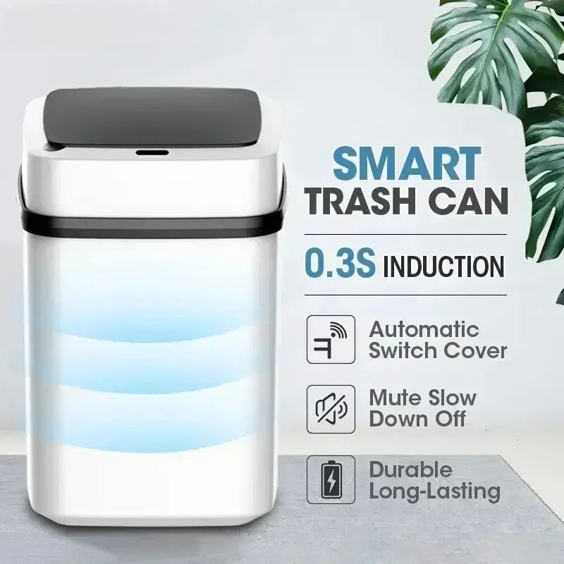 13L Household Kitchen Living Room Bathroom Intelligent Sensor Touchless Open Lid Trash Can