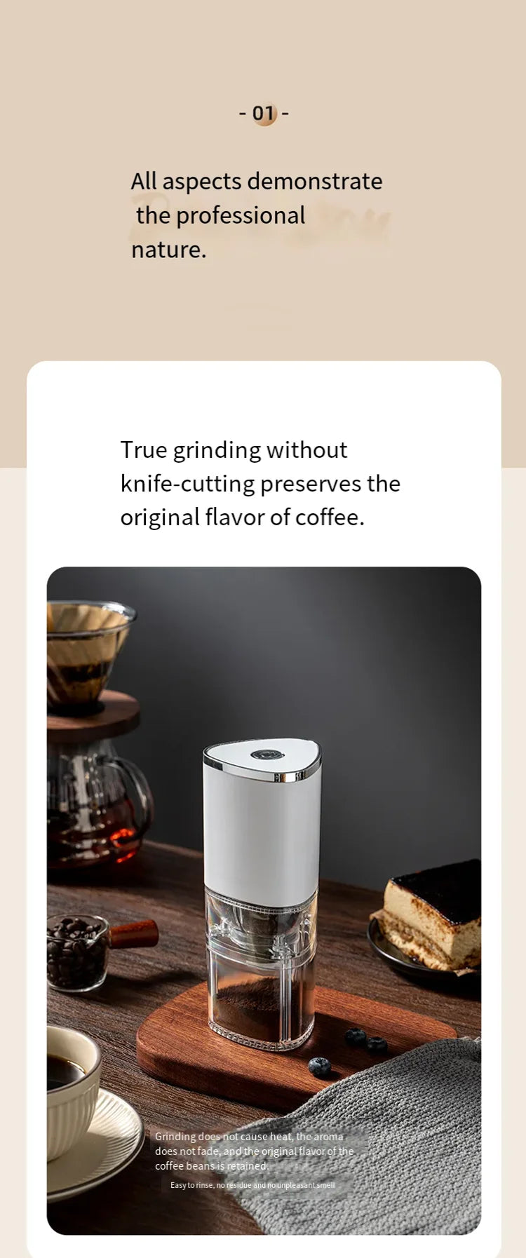 Household Coffee Bean Grinder Kitchen Small Grinder Induction Self-Stop Strong Power Grinding Fine Portable Small Grinder