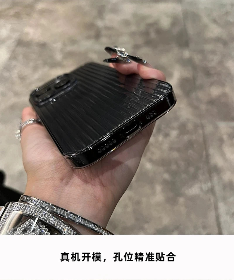 Soft Corrugated Transparent Phone Case For iPhone 11 12 13 14 15 16 Pro Max Plus Shockproof Silicone Clear Bumper Cover