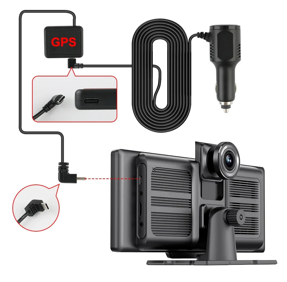 Srnubi Universal 11.26” Car DVR Wireless Carplay Android Auto 4K Front 1080P Rear Camera Dashcam GPS Navi Dashboard 24H Parking