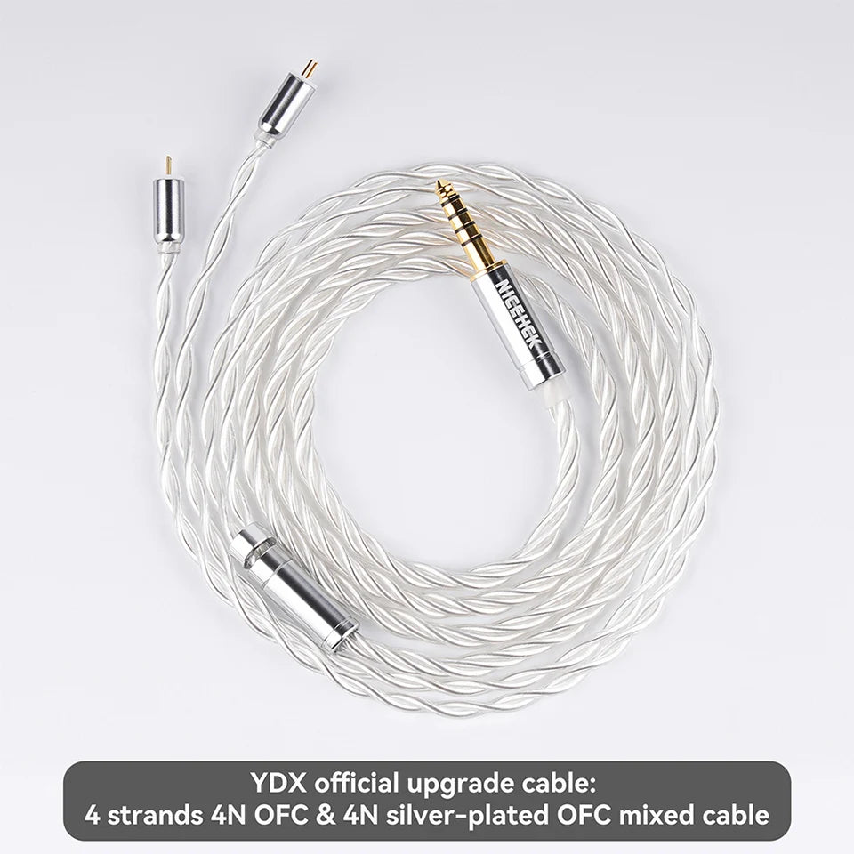 NICEHCK YDX Earbud HiFi Wired Microphone Earphone 14.8mm Dynamic Driver Music Headset With 2Pin Silver Plated OCC Mixed Cable
