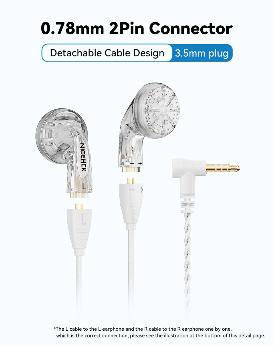 NICEHCK YDX Earbud HiFi Wired Microphone Earphone 14.8mm Dynamic Driver Music Headset With 2Pin Silver Plated OCC Mixed Cable