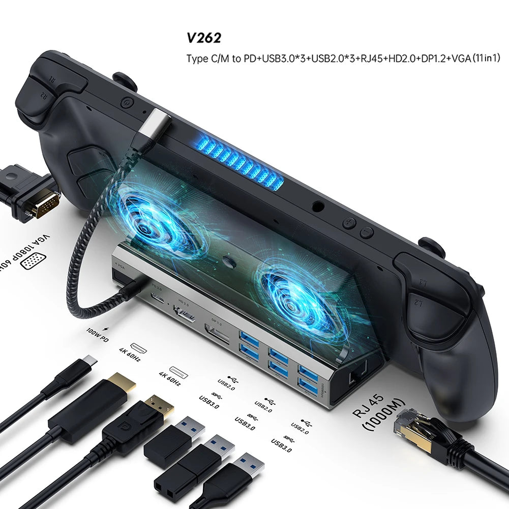 3/9/10/11 in 1 Docking Station Console Hub For Asus ROG Ally 4k@60hz Gigabit Ethernet 1000Mbps Dock Type C USB 3.0 2.0 PD 100W