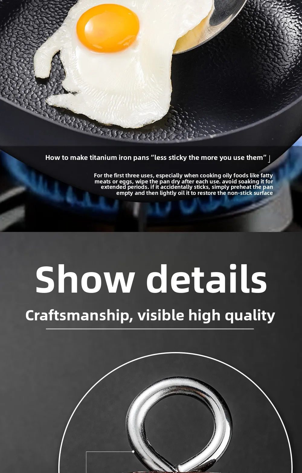 Titanium iron pot, non stick pot, thickened extreme iron wok, cast iron pot, induction cooker, gas universal flat bottomed pot