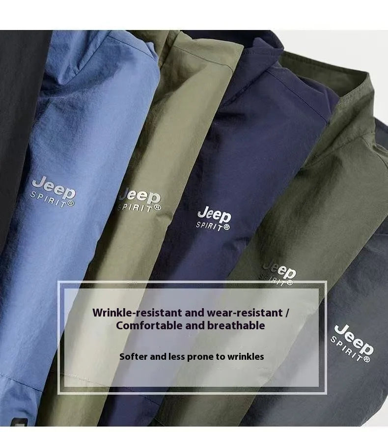 JEEP spirit men's jacket thin spring and autumn leisure stand collar outdoor fashion sports top
