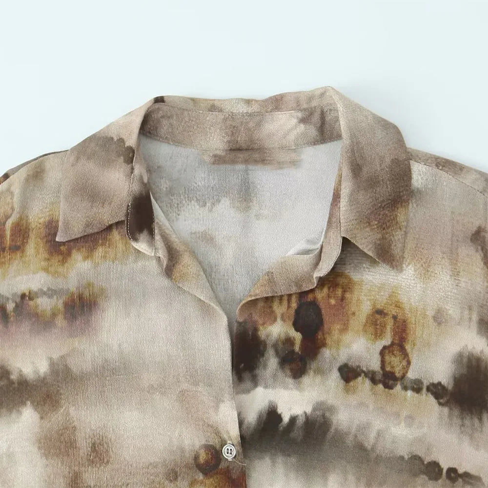 Women's clothing 2025 new fashion casual suits women's clothing European and American style tie-dye printed shirt straight pants