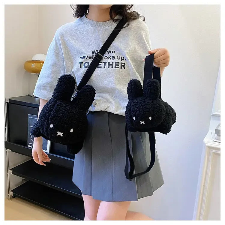 Kawaii Miffy Rabbit plush bag Doll Tote cartoon cute One shoulder Crossbody storage bag Birthday toy Christmas gift