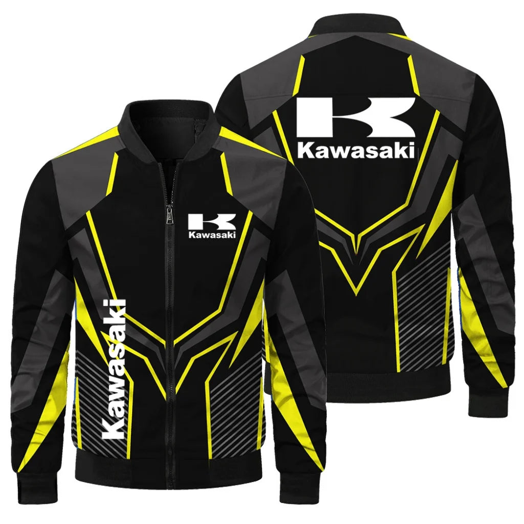 New Kawasaki Printed Men's Jacket Casual Motorcycle Jacket Fashion Outdoor Cycling Racing Jacket Sports Kawasaki Clothing