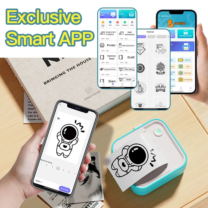 New D5 Label Printer Inkless Thermal Label Maker 12-57mm Paper Adjustable Sticker Pocket Mini Printer for photo