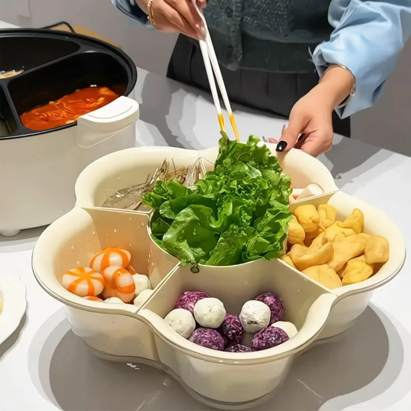 1PC Hot Pot Side Dish Grid Rotatable Household Drain Basket Kitchen Side Dish Home Party Hotpot Supplies